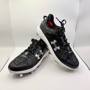 Under Armour Yard Metal Baseball Cleats Black White Men’s Size 7.5 3025592-001